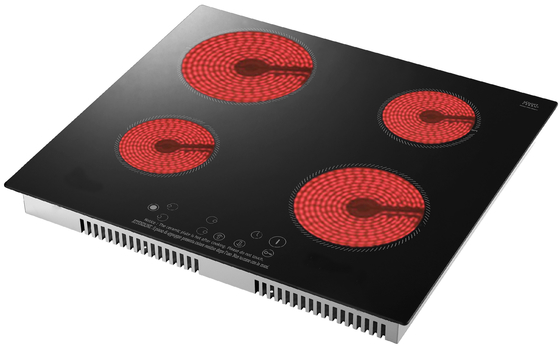 4 de verwarmende van het Glas Ceramische Cooktop van het Streek Zwarte Kristal Controle van de het Kooktoestelaanraking/Vier Brander Ceramische