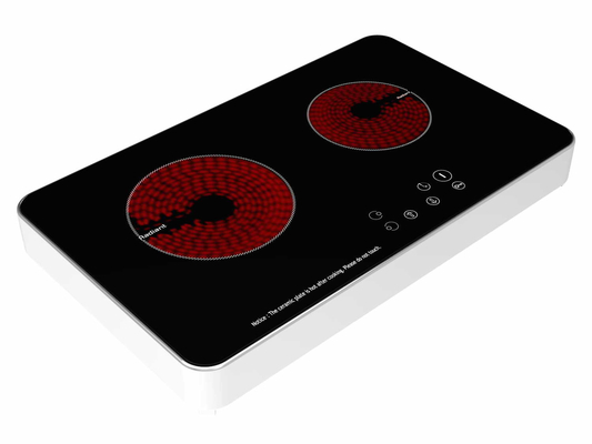 Slank de Bodemglas Ceramische Cooktop Twee Branderstreek 1200W en 1800W van de Metaalhuisvesting
